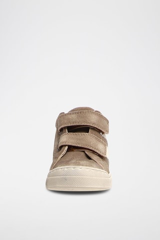 Baskets en cuir de veau - Taupe et blanc