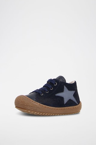 Baskets fourrées en cuir nappa - Bleu marine