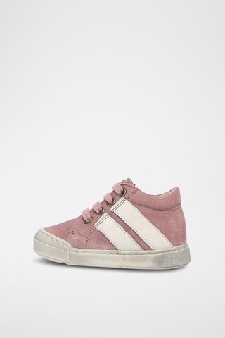 Baskets montantes en cuir de veau nubuck - Vieux rose
