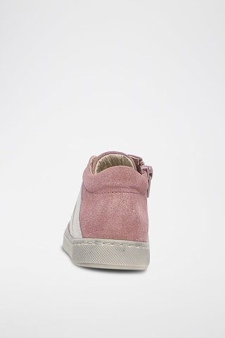 Baskets montantes en cuir de veau nubuck - Vieux rose