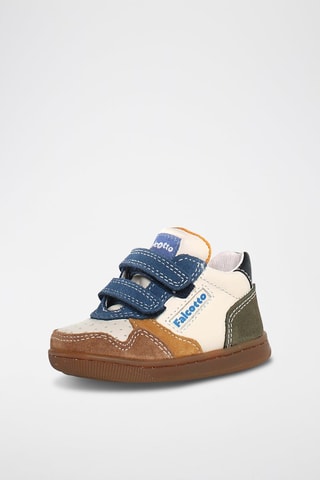 Baskets en cuir Klip - Marron et bleu cobalt