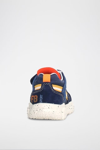 Baskets en cuir Amantea - Bleu marine et jaune