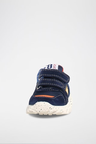 Baskets en cuir Amantea - Bleu marine et jaune