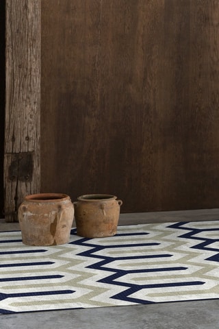 Tapete Lena-417 - Branco e azul