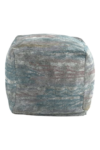 Pouf  - Bleu canard et gris - Toucher velours