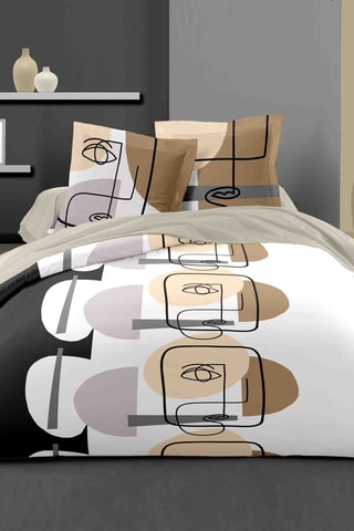 Juego de nórdico de algodón 57 hilos/cm² Méli-mélo - Arena y blanco