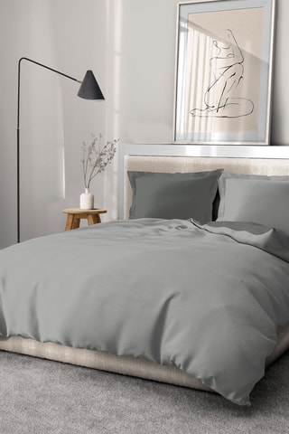 Juego de nórdico y 3 sábanas bajeras de algodón 57 hilos/cm² - Gris y gris claro