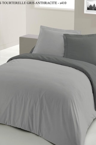 Juego de nórdico y 3 sábanas bajeras de algodón 57 hilos/cm² - Gris y gris claro