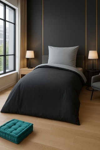 Funda nórdica reversible de algodón - 57 hilos/cm² - Gris claro y gris oscuro