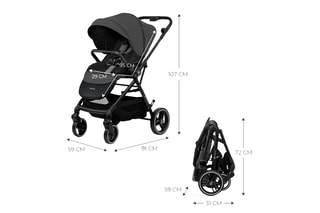 Kinderwagen Yoxi - Vanaf de Geboorte - Tot 22 kg - Grijs