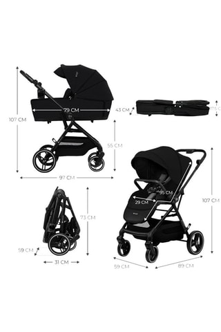 2-in-1 Kinderwagen Yoxi - Vanaf de Geboorte - Tot 22 kg - Zwart