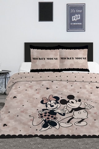 Juego de nórdico Mickey y Minnie Disney - Beige y negro -240 x 220 cm