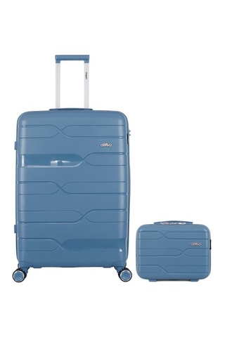 Valise grand volume (L) et vanity Pégase - Bleu-gris - 75/35 cm