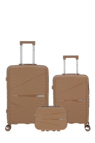Set van 2 Trolleys en Beautycase Vela (S/M/W) - Taupe - 55 / 65 / 35 cm