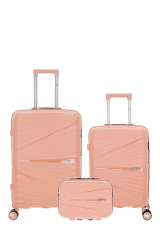Set van 2 Trolleys en Beautycase Vela (S/M/W) - Lichtroze - 55 / 65 / 35 cm