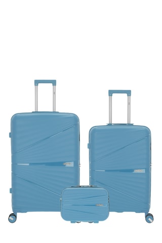 Set van 2 Trolleys en Beautycase Vela (M/L/W)- Lichtblauw - 65 / 75 / 35 cm