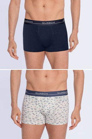 2 Boxers Marineblauw en Gemêleerd Grijs