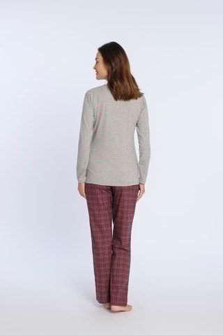 Pyjama gemêleerd grijs en bordeauxrood