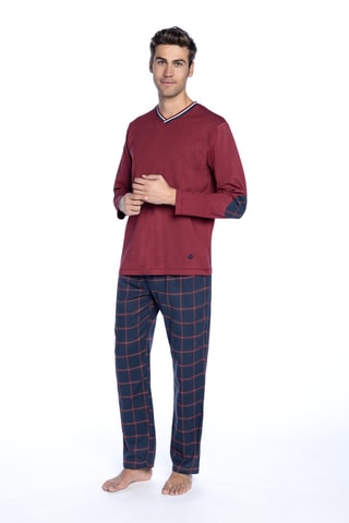 Pyjama - Bordeauxrood en Marineblauw 