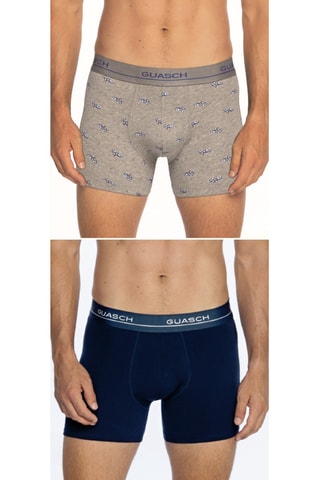 2 Boxers - Marineblauw en Gemêleerd Lichtgrijs