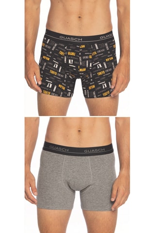 2 Boxers - Zwart en Gemêleerd Lichtgrijs