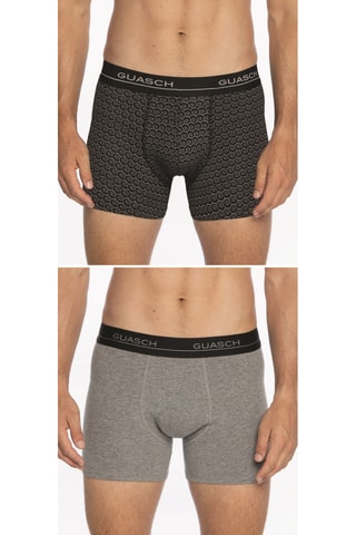 2 Boxers - Gemêleerd Lichtgrijs en Zwart