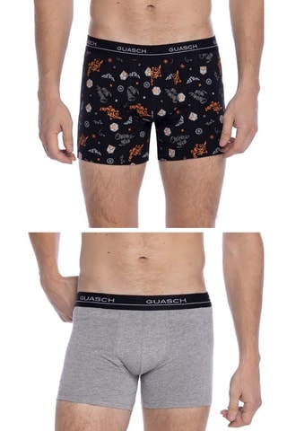 2 Boxers - Gemêleerd Lichtgrijs en Zwart