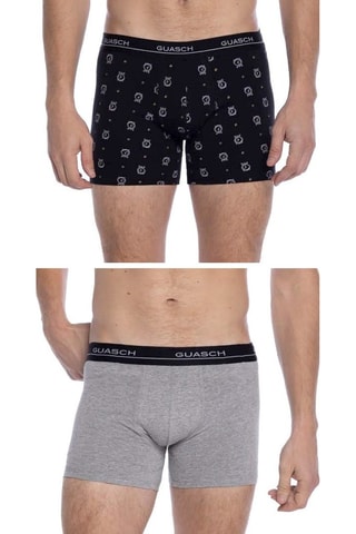 2 Boxers - Gemêleerd Lichtgrijs en Zwart