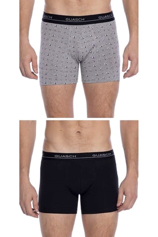 2 Boxers - Gemêleerd Lichtgrijs en Zwart