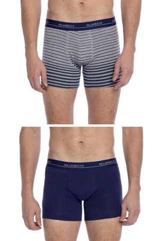 2 Boxers - Gemêleerd Lichtgrijs en Marineblauw