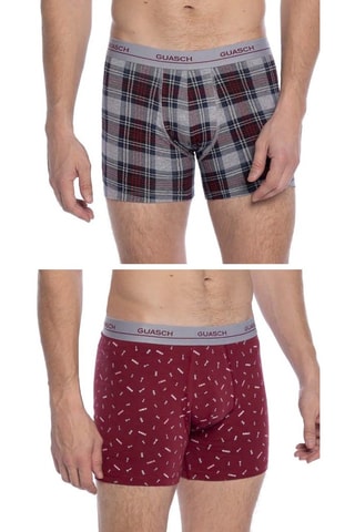 2 Boxers - Bordeauxrood en Lichtgrijs