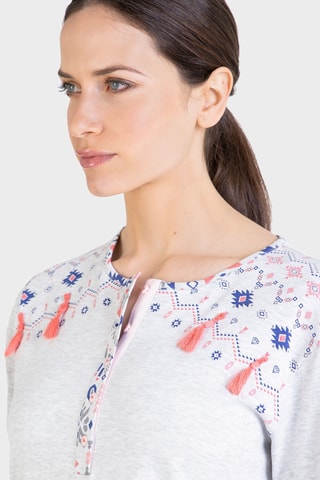 Nachthemd - Gemêleerd Lichtgrijs