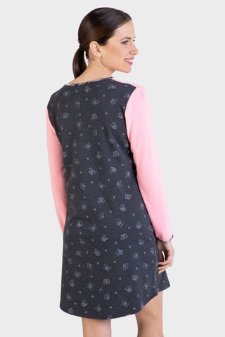 Nachthemd - Antraciet en Roze