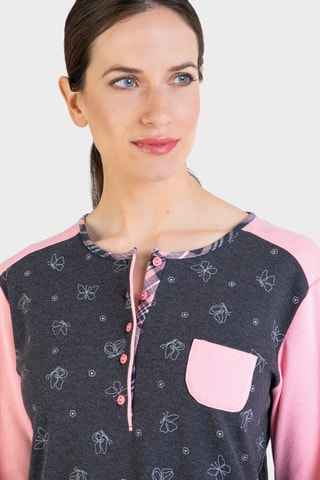 Nachthemd - Antraciet en Roze