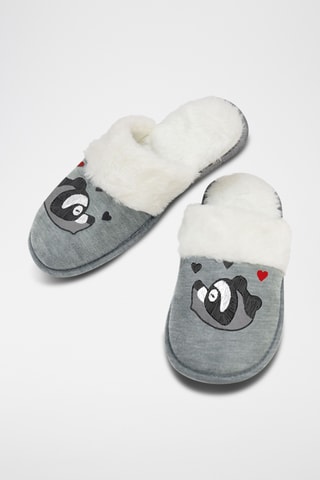 Gevoerde Pantoffels - Gemêleerd Lichtgrijs
