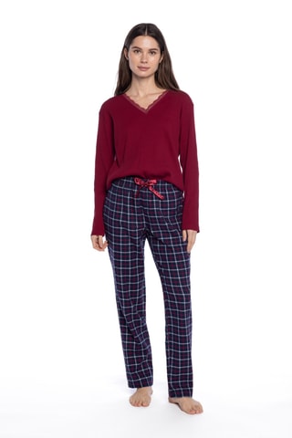 Pyjama - Bordeauxrood en Marineblauw