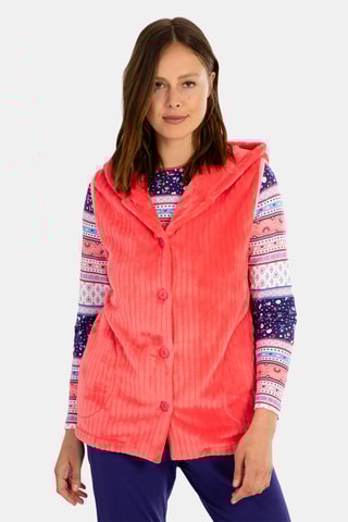 Velours Mouwloos Jasje - Koraalrood