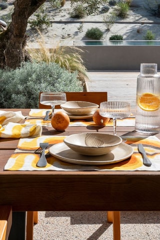 2 sets de table en lin Cake - Jaune et blanc - 35 x 50 cm