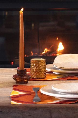 2 sets de table en lin Cake - Rouge brique et marron clair - 35 x 50 cm