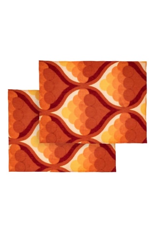 2 sets de table en lin Cake - Rouge brique et marron clair - 35 x 50 cm