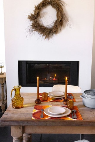 2 sets de table en lin Cake - Rouge brique et marron clair - 35 x 50 cm