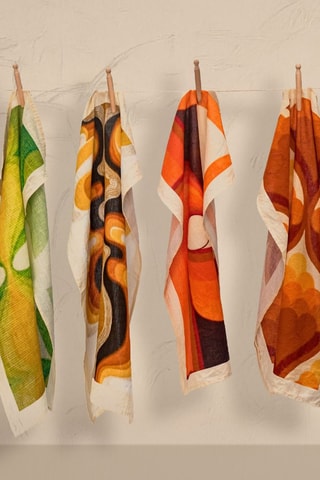 Torchon en lin Cocotte - Vert clair et blanc