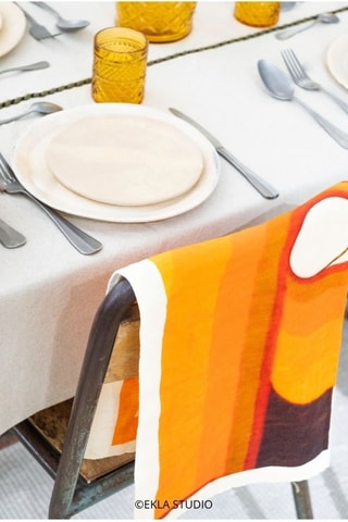 Torchon en lin Cocotte - Rouge brique et écru