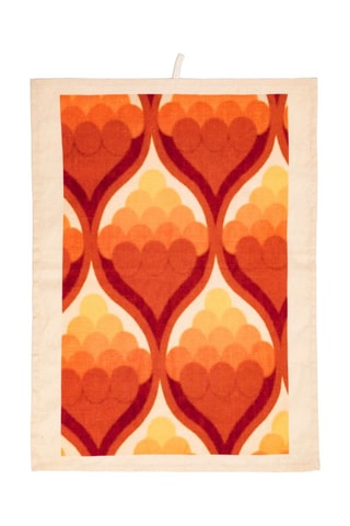 Torchon en lin Cocotte - Rouge brique et marron clair