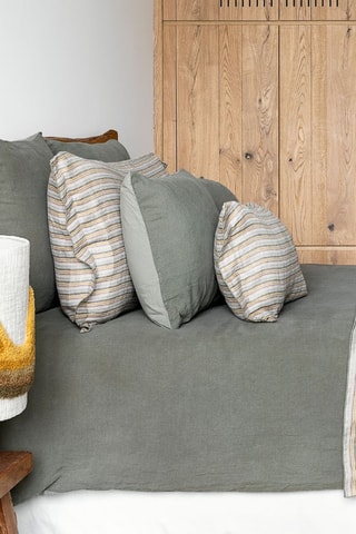 Taie d’oreiller en lin et percale de coton 60 fils/m² Dona - Vert - 65 x 65 cm