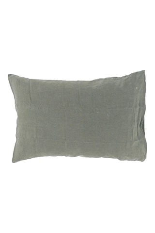 Taie d’oreiller en lin et percale de coton 60 fils/m² Doblys - Vert - 50 x 70 cm