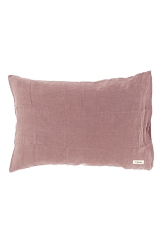 Taie d’oreiller réversible en percale de coton 60 fils/m²et lin 190 g/m² Dolbys - Rose - 50 x 70 cm