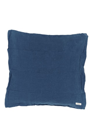 Taie d’oreiller réversible en percale de coton 60 fils/m²et lin 190 g/m² Donas - Bleu marine - 65 x 65 cm