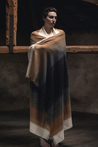 Etole en laine tie and dye Morille - Gris foncé et marron