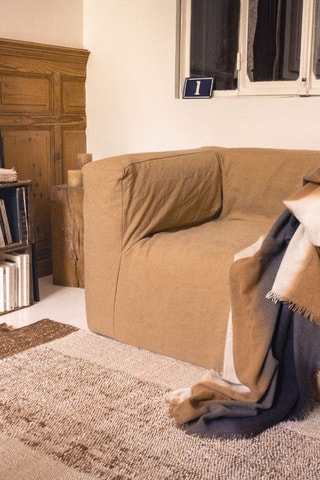 Etole en laine tie and dye Morille - Gris foncé et marron